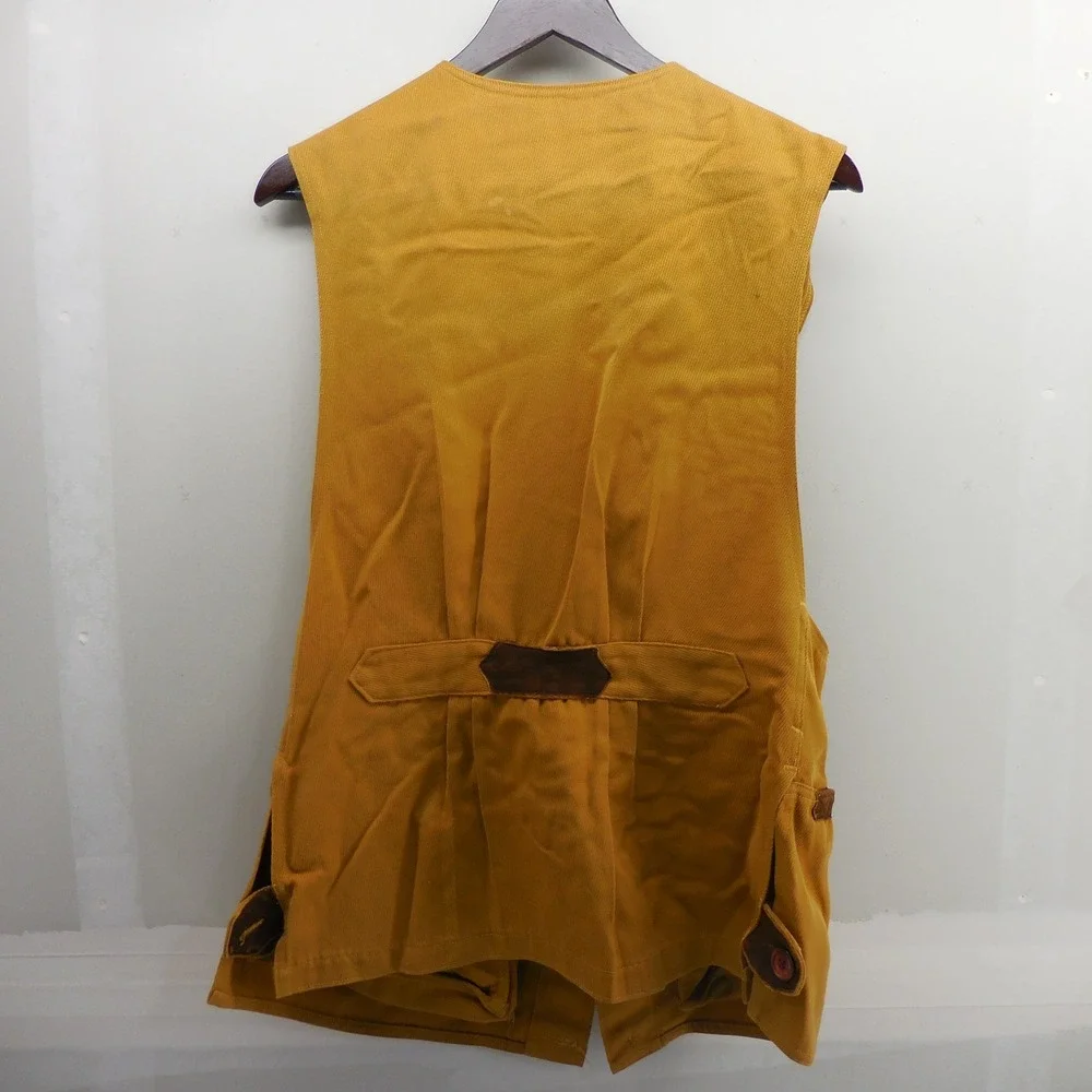 Vintage Bill Plessinger Shooting Vest Yellow Corduroy Browning Bushnell Patches